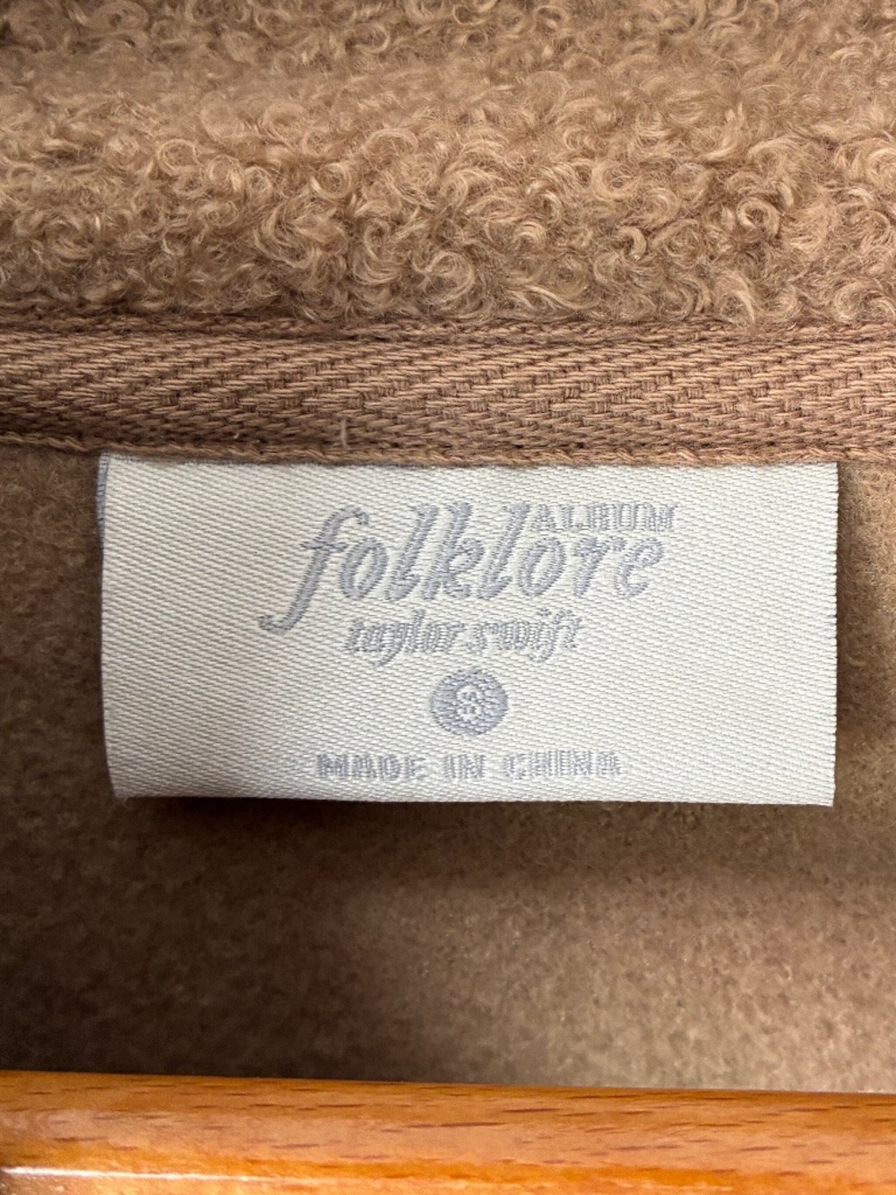 Taylor Swift Folklore Album Sherpa Fleece Zip Small Brown Quarter Zip Fleece - Picture 2 of 6